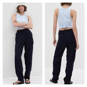 GAP Black Crinkle Gauze High Rise Pull-On Pants Women's Size M Petite